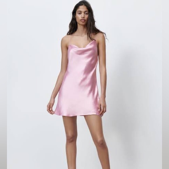 Zara | Dresses | Zara Pink Satin Dress | Poshmark